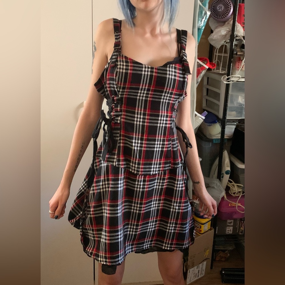 LIP SERVICE VINTAGE Y2K, MALL GOTH/PUNK PLAID MINI DRESS